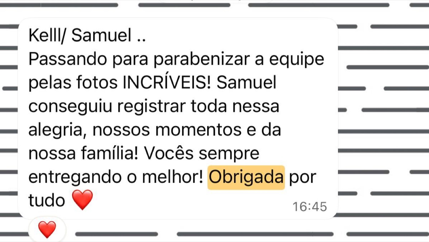 Mensagem de agradecimento de cliente da Memories