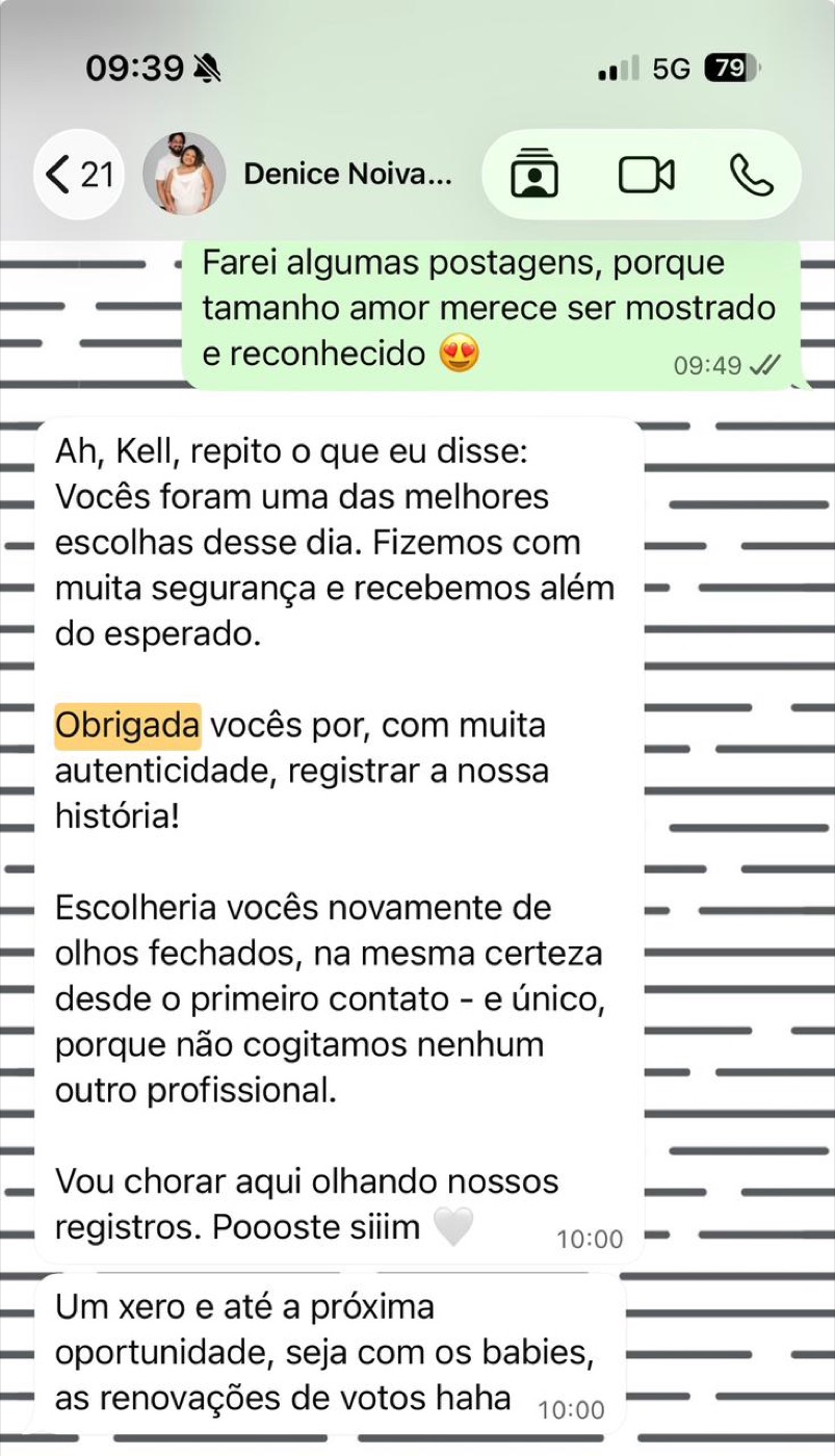 Mensagem de agradecimento de cliente da Memories